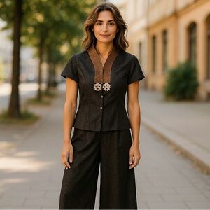NWT Authentic Oriental Silk Embroidered Pantsuit